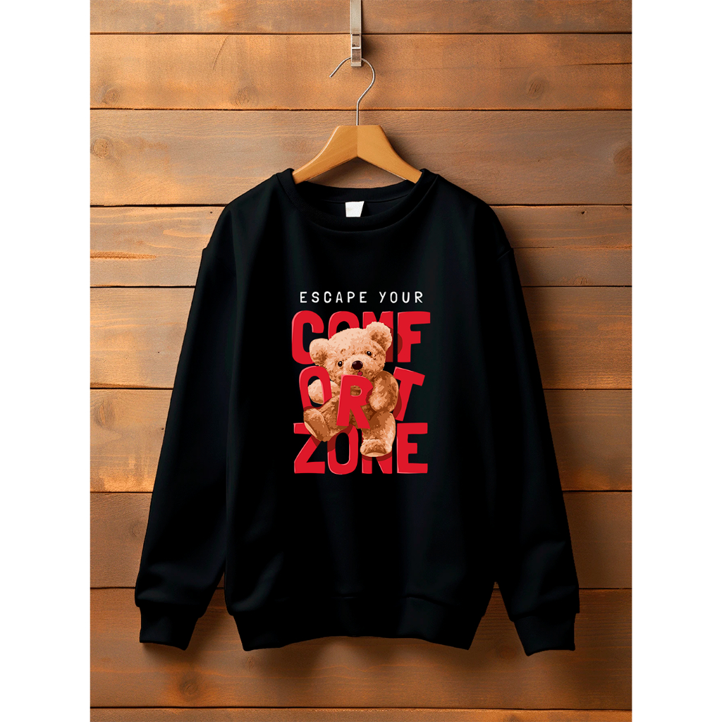 Moletom Gola Redonda Unissex Urso Blusa De Frio Básico Careca Casaco Feminino e Masculino Flanelado