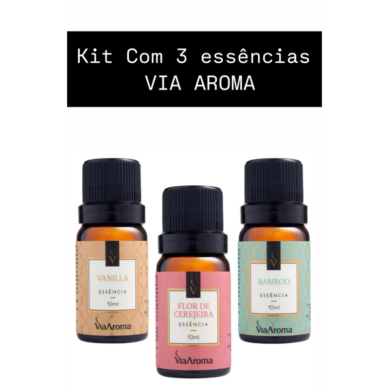 kit 3 Essencias Para Aromatizador Difusor de Ambiente  elétrico - Via Aroma c/ 3 Essências