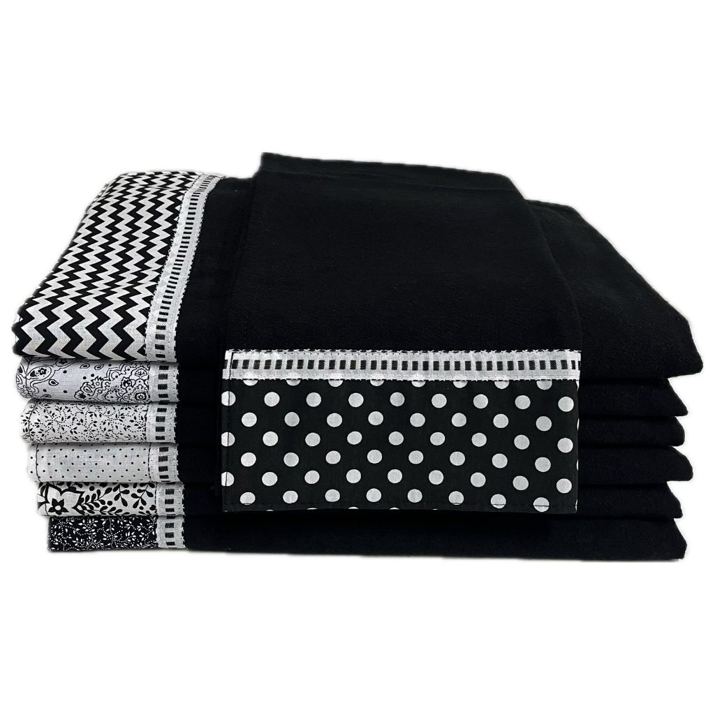 Kit Pano de Prato Preto Barrado Minimalista 05 unid - Pé de Galinha em Oferta na Shopee