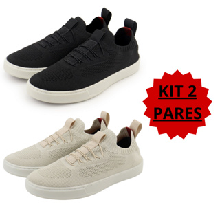 Kit 2 Pares Tenis Masculino Casual Knit Basico Calce Facil Lançamento em Oferta na Shopee