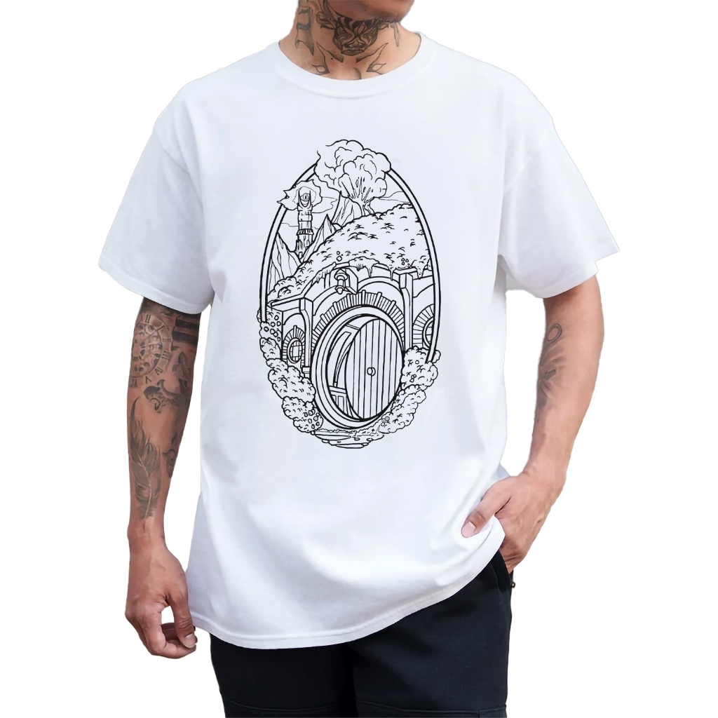 Camisa Camiseta O Senhor dos Anéis O Hobbit Condado Manga Curta Masculina Unissex 100% Algodão Estampada - 116