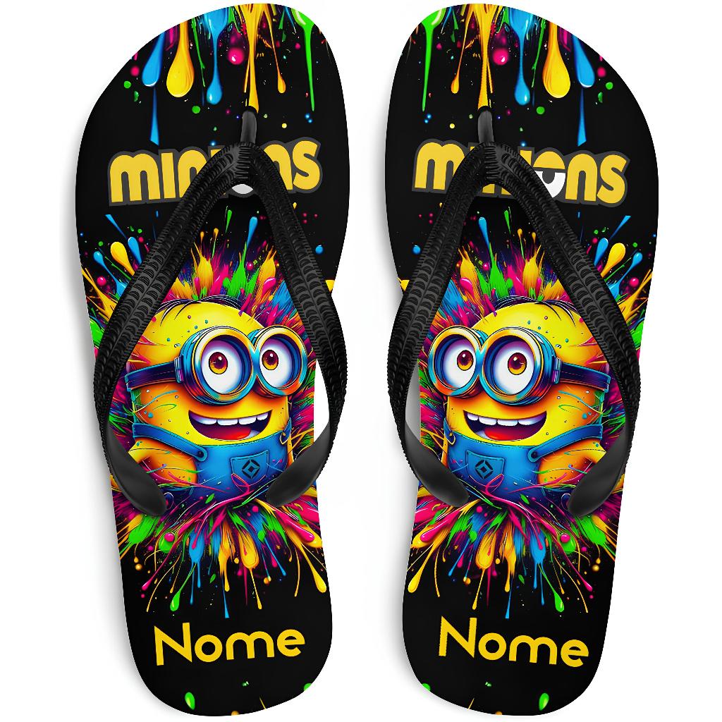 Chinelo Desenho Anime Minions Personalizado COM NOME Infantil Adulto 5 Modelos em Oferta na Shopee