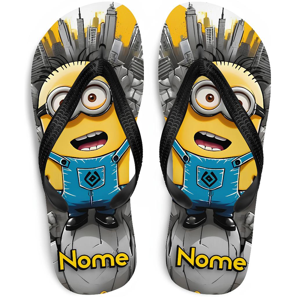 Chinelo Minions Desenho Anime Personalizado COM NOME Adulto Infantil 4 Modelos — imagem 2 de 2