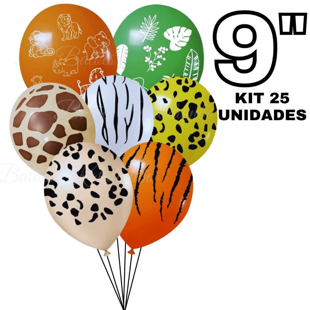 Balão Bexiga Zoo 9 Polegadas 25 Unidades, Balão Animais Safari, Bexiga Safari, Festa Safari em Oferta na Shopee