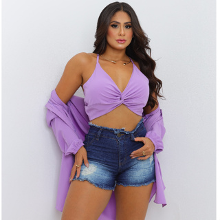 Conjunto  Kimono Liso+ Cropped Tendencia 2025 em Oferta na Shopee