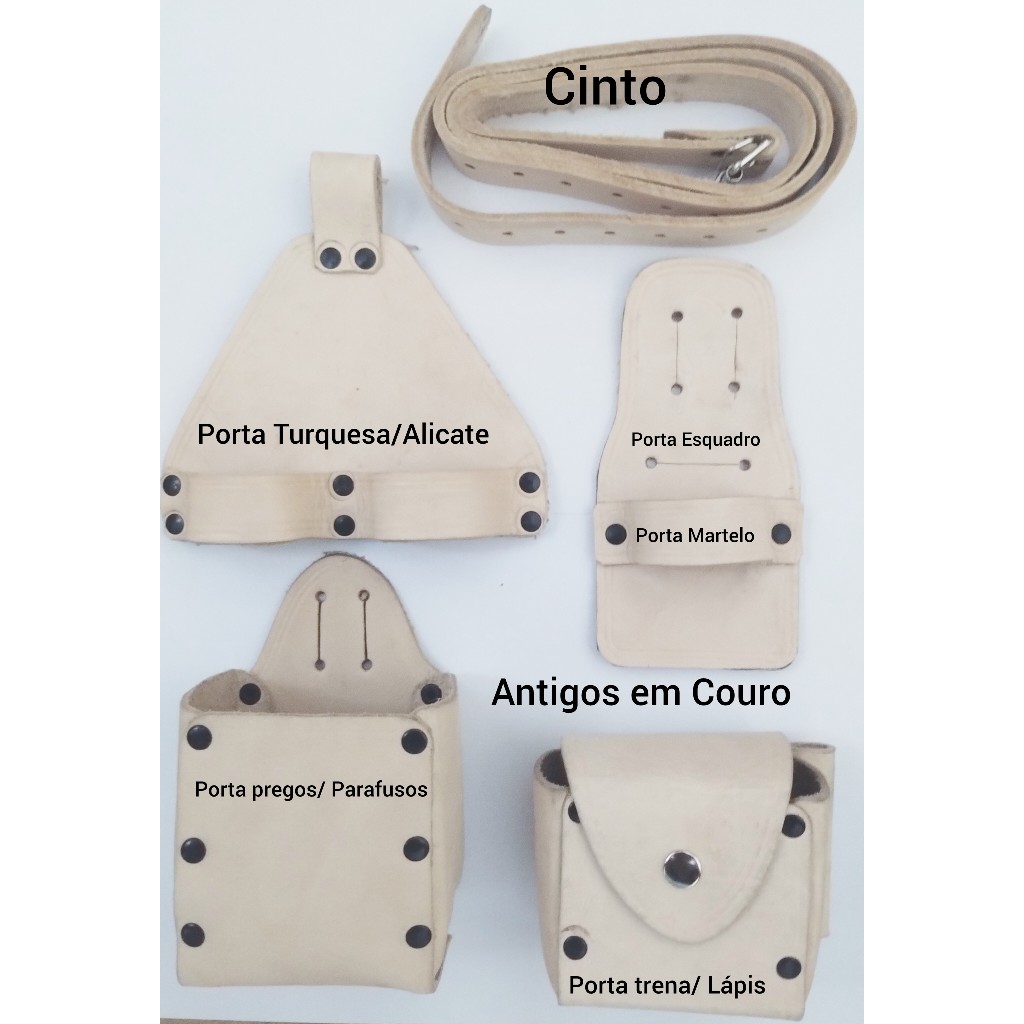 Kit Cinto Cinturão para Carpinteiro Armador Especial Completo em Couro Legítimo com Garantia