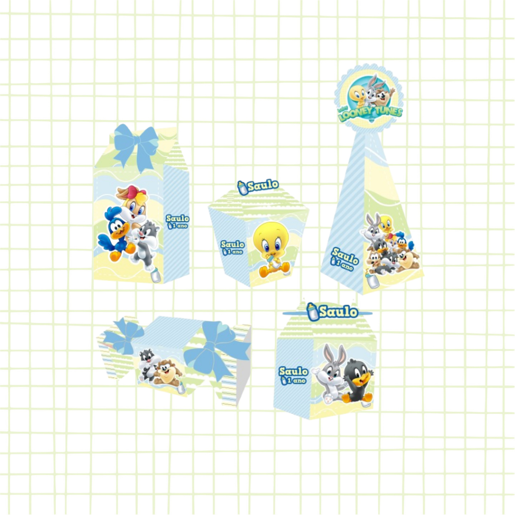 Kit Festa Infantil Baby Looney Tunes - Lembrancinhas - Caixinhas Personalizadas - Papelaria Personalizada
