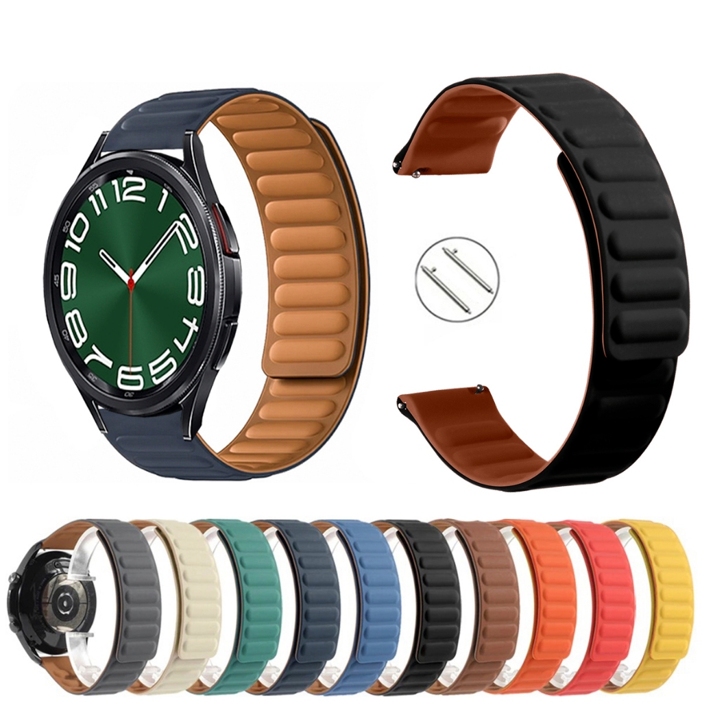 Pulseira 20mm Silicone Elos Imã Magnética para Smartwatch Galaxy Watch 6 Classic 43mm e 47mm de Engate Rapido