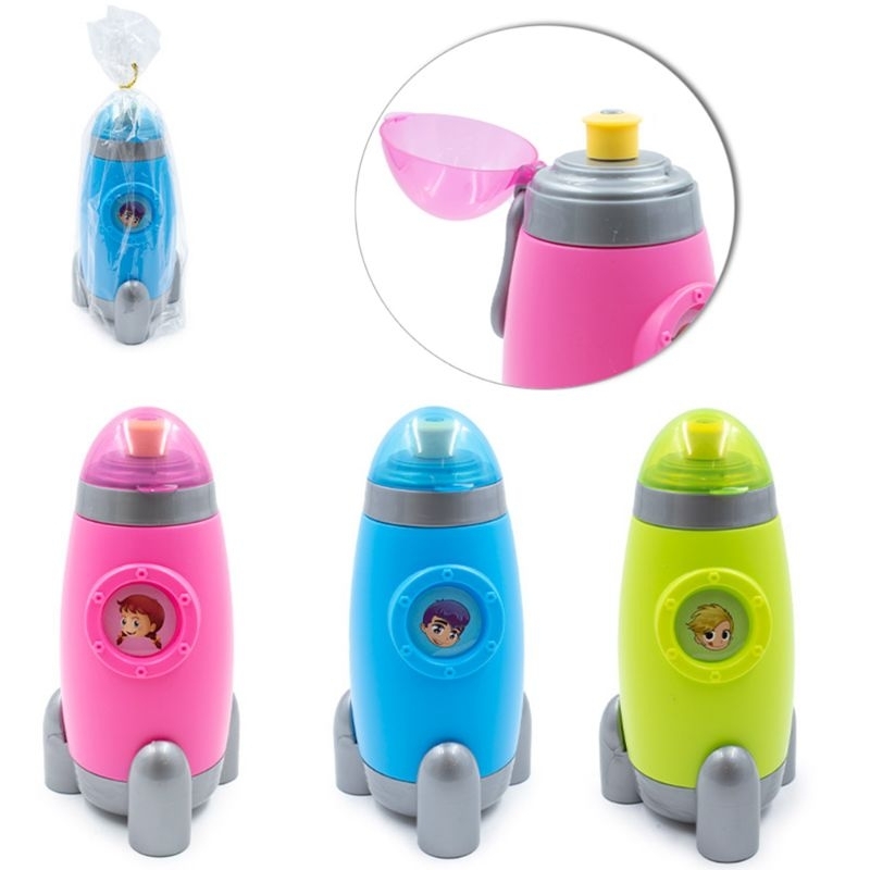 GARRAFA SQUEEZE DE PLASTICO FOGUETE COM TAMPA E ALCA + MOSQUETAO 650ML