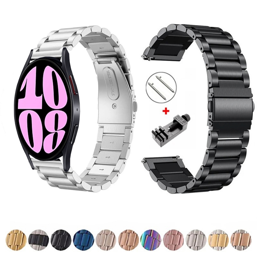 Pulseira de 20mm Metal Elos de aço inox para Smartwatch Galaxy Watch 6 40mm e 44mm de Engate Rapido
