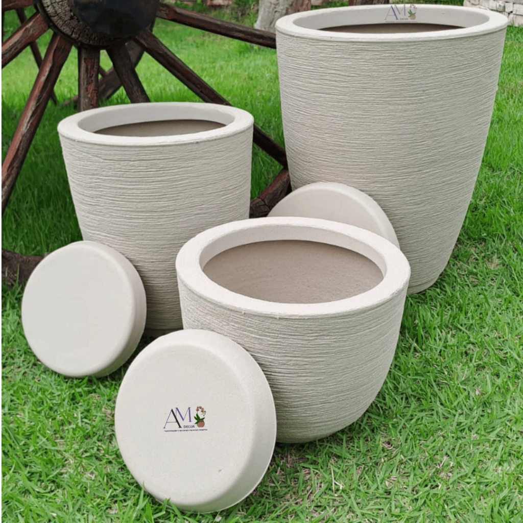 Kit 3 Vasos Coluna Bojo Escovado Para Planta, Jardim, Flor Casa Interior e Exterior Decorativo N1 N2 N3 Luxo