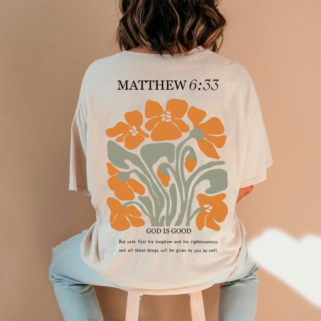 Camiseta Feminina Oversized ou T-shirt Estampa Frase Versículo Gospel Cristã Fé Religiosa Bege em Oferta na Shopee