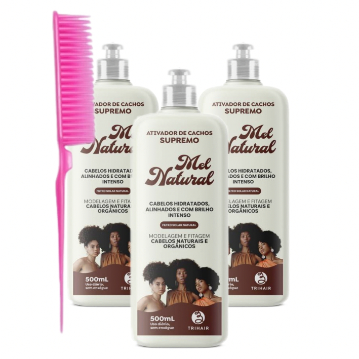 Ativador de Cachos Supremo Mel Natural - Kit com 3 unidades (+BRINDE)
