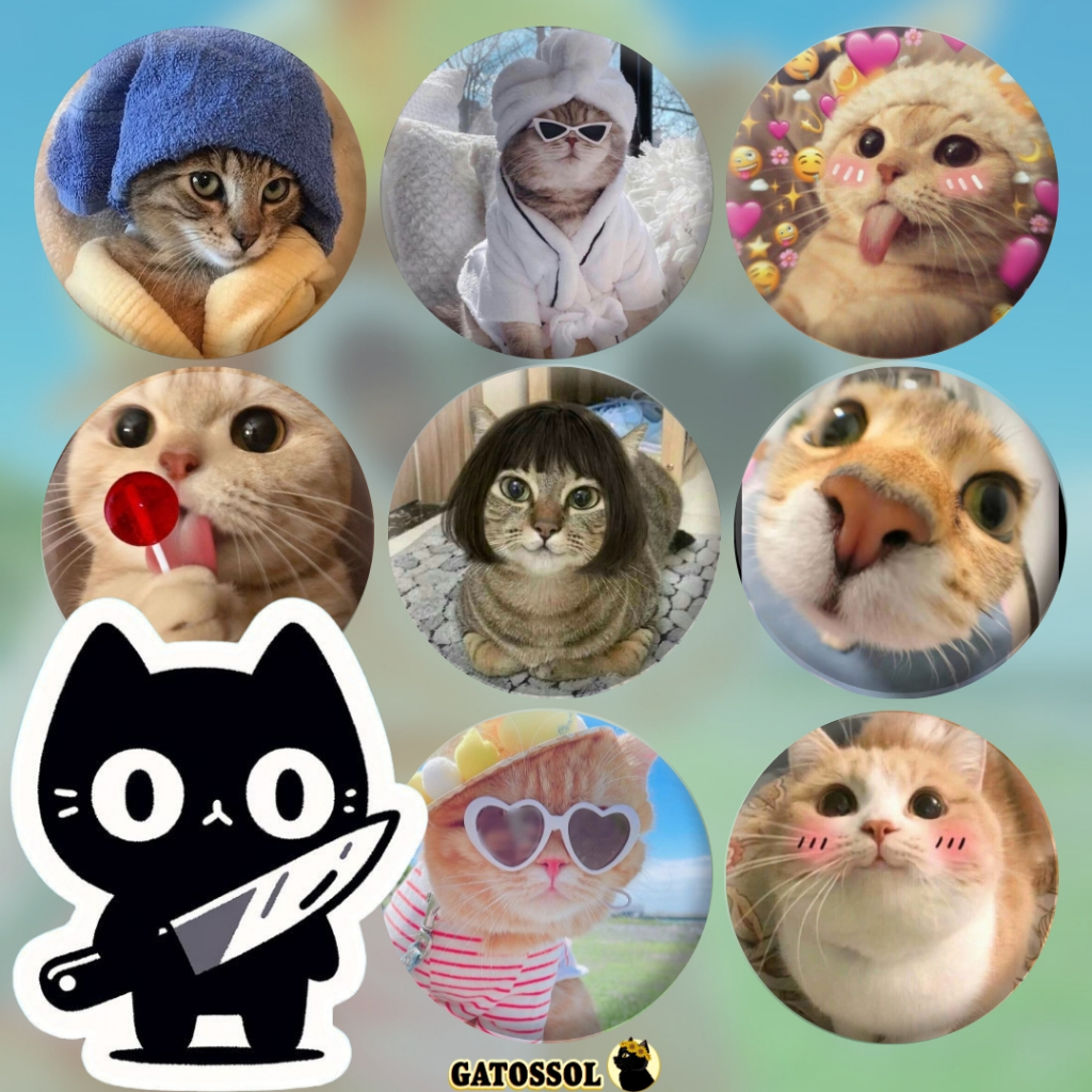 Gatinhos - Bottons 4,5 cm Gatos engraçados - Bottom/botton - Boton  - Broche alfinete - Boton - Button - Pin - Botum em Oferta na Shopee