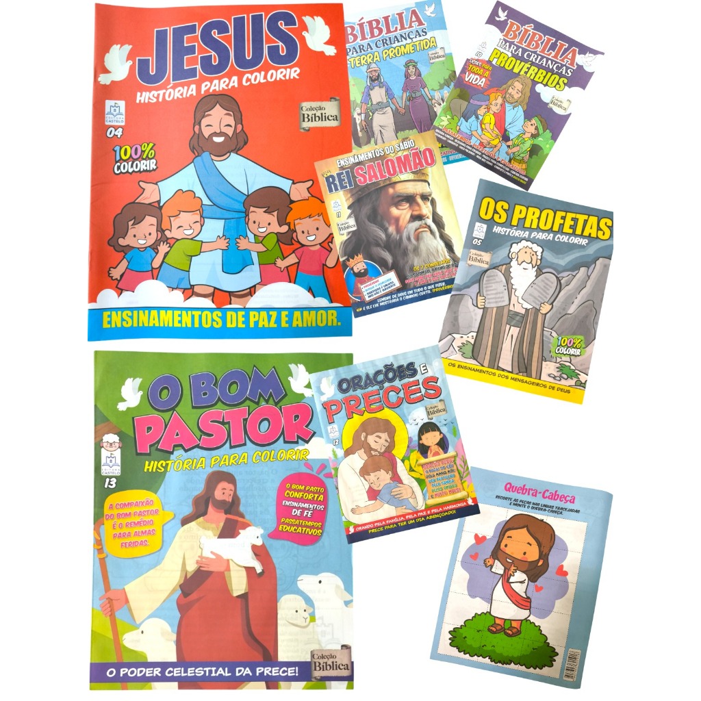 5 Kit Revistas Livrinhos Bíblico Desenho Bíblia Infantil Pintar  Lembrancinha Infantil Festa Igreja em Oferta na Shopee