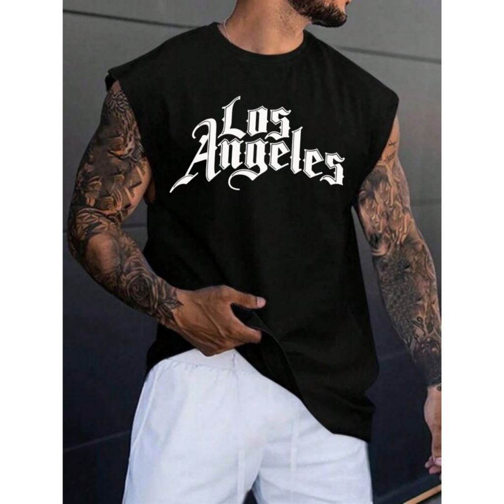 Regata Oversized Estampada para Academia 100% Algodão Premium Los Angeles