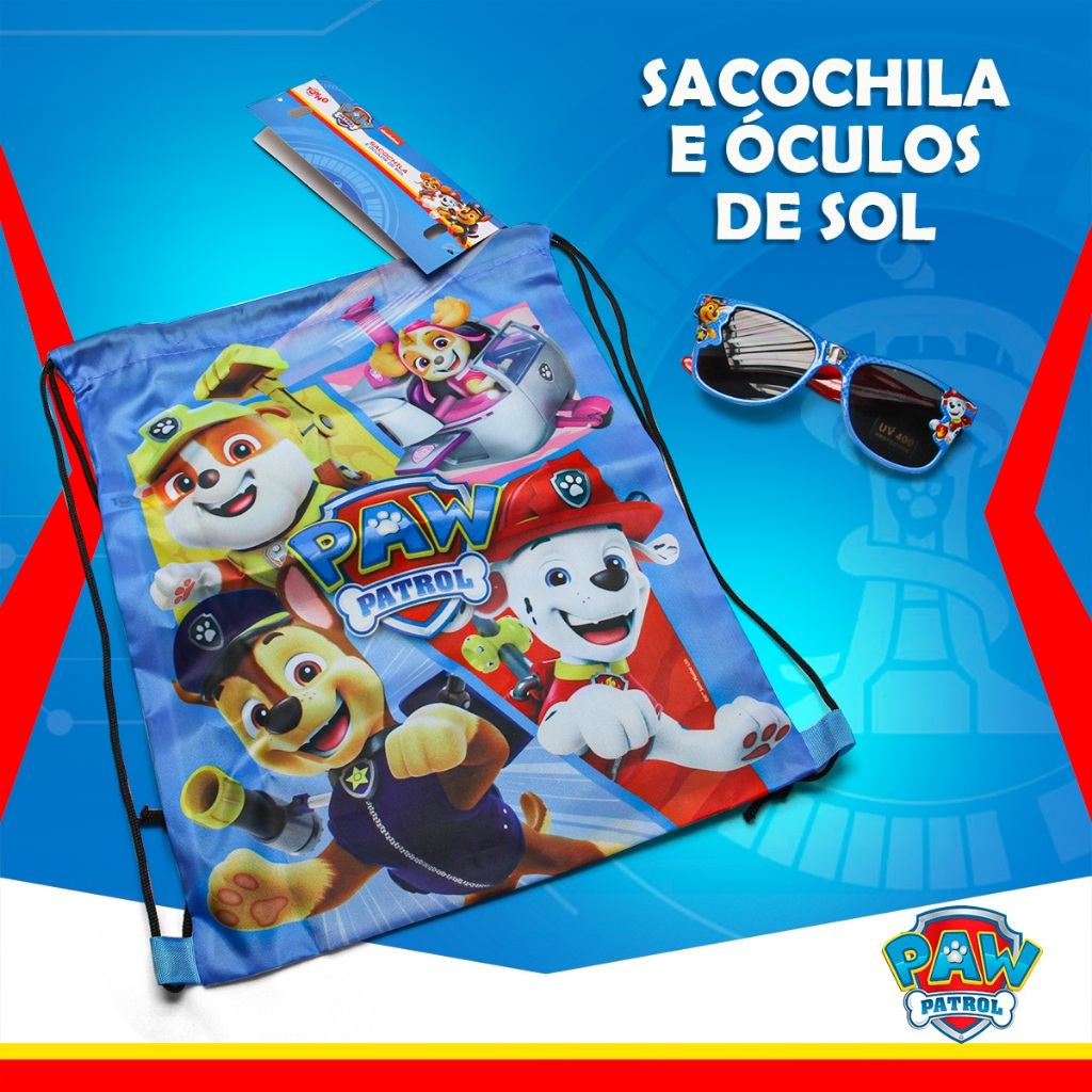 Kit Sacochila e Óculos Patrulha Canina: Aventura, Proteção e Diversão Garantida Toyng
