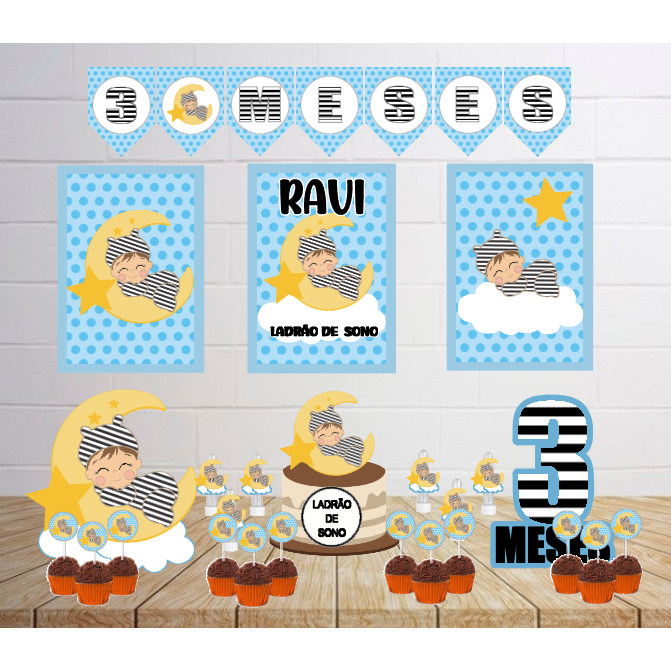 Kit Personalizado Festa Infantil Ladrão De Sono Decoração Aniversário Só Um Bolinho Lembrancinhas Mêsversário Menino