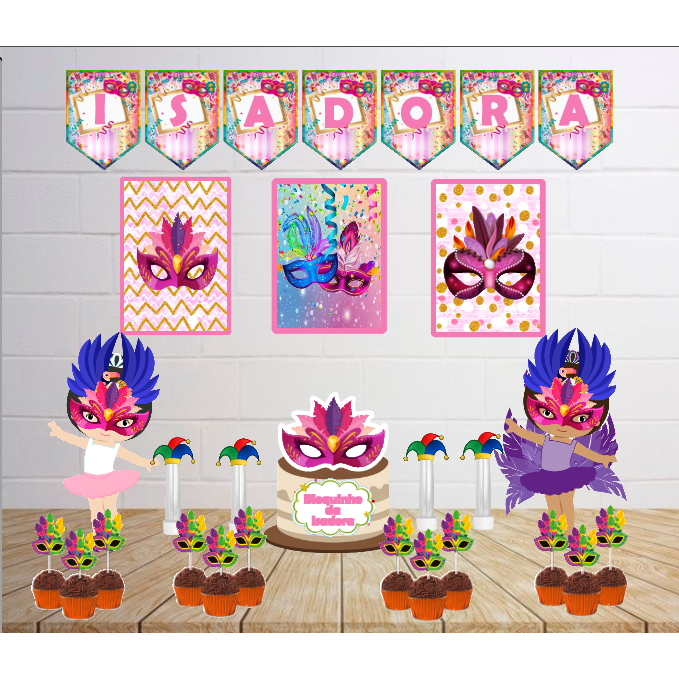Kit Personalizado Festa Infantil Carnaval Decoração Aniversário Só Um Bolinho Lembrancinhas Mêsversário