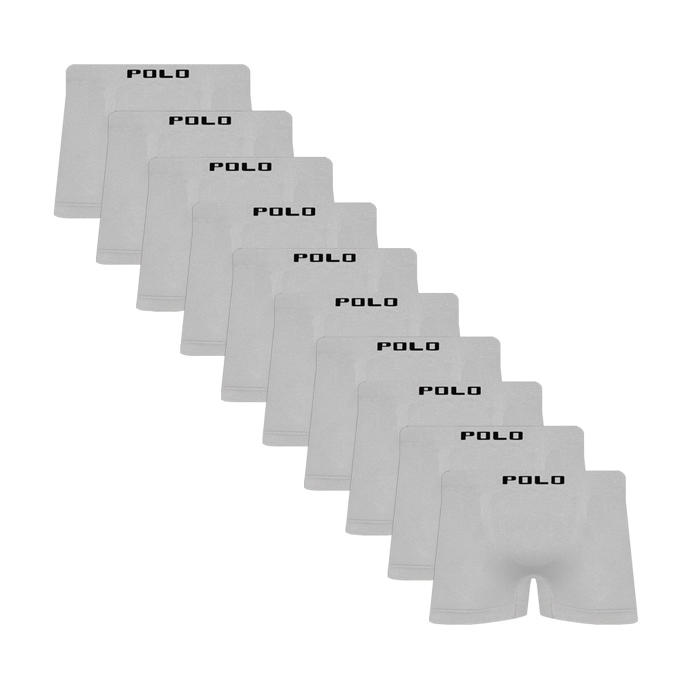 Kit 10 Cuecas Boxer Poliamida Masculinas Polo Star Brancas Microfibra