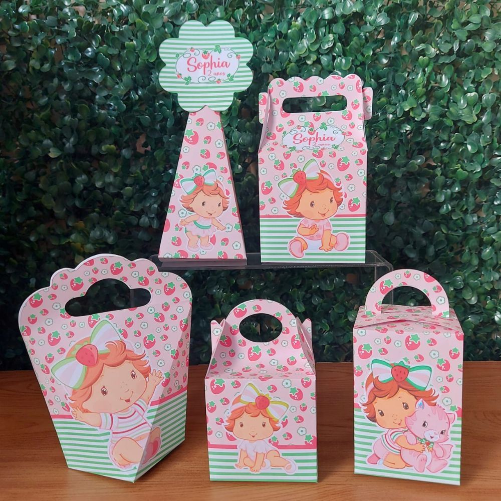 Kit Festa Moranguinho Baby Personalizado Pegue e Monte | Caixas Lembrancinhas Festa Infantil Aniversário