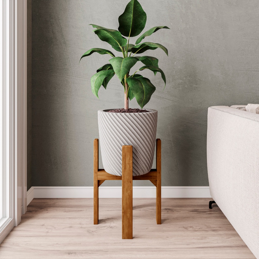 Suporte para Vaso Cachepot em Madeira 40cm Modelo Legs 4 Pés