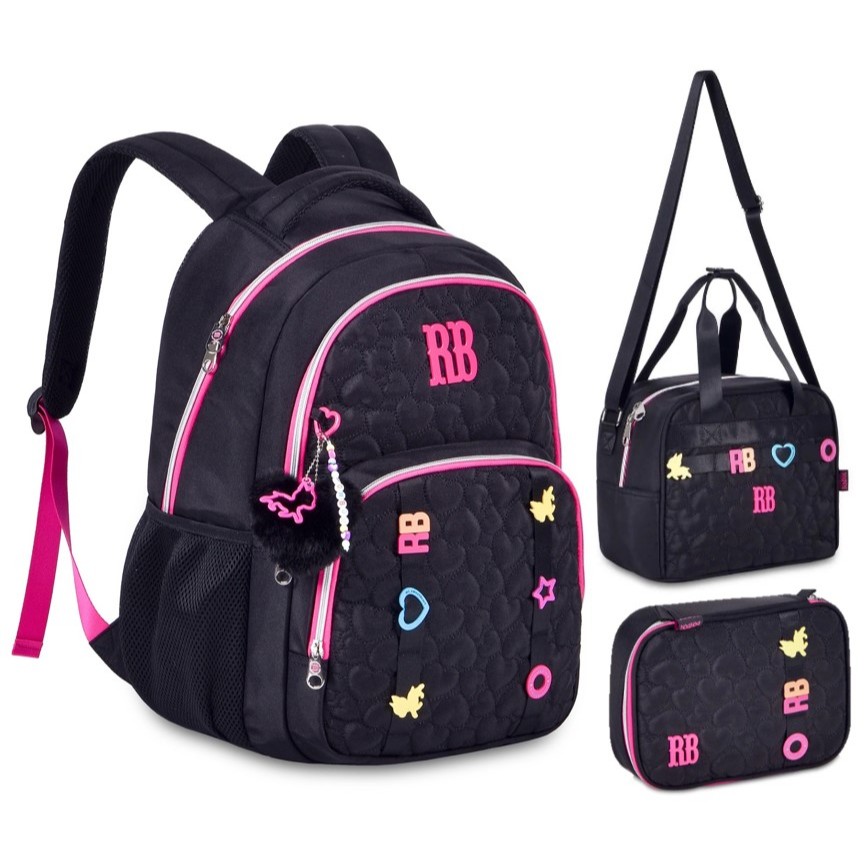 Kit Mochila de Costas Soft Rebecca Bonbon Lancheira e Estojo RB24536 - Baby & Kids Fashion