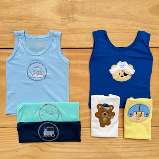 Kit 6 Regatas Bebê Masculino 100% Algodão Bordadas e Confortáveis em Oferta na Shopee