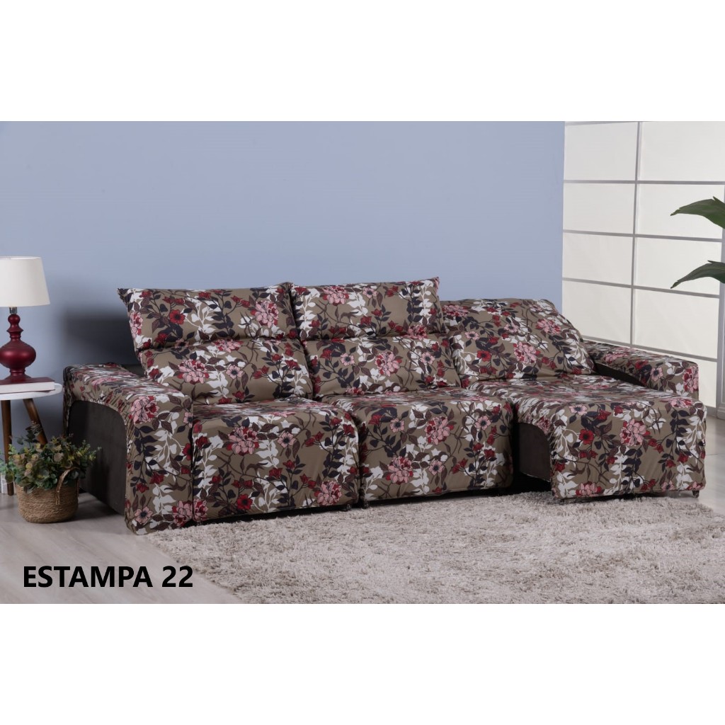 protetor capa de sofá estampado reclinável 03 lugares malha gel veste fácil luxo