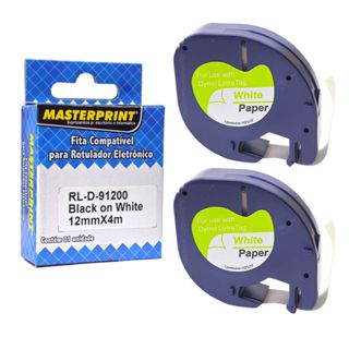 2 Fita Rotulador Compatível Dymo Letratag D91200 91200 12mm Branca em Oferta na Shopee