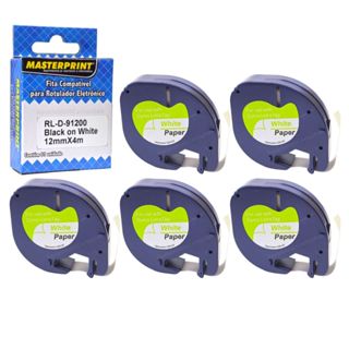 5 Fita Rotulador Compatível Dymo Letratag D91200 91200 12mm Branca - Masterprint em Oferta na Shopee