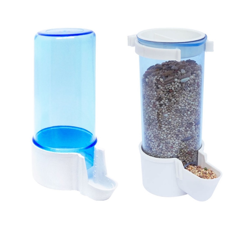 Kit comedouro + Bebedouro Azul Para Pássaros