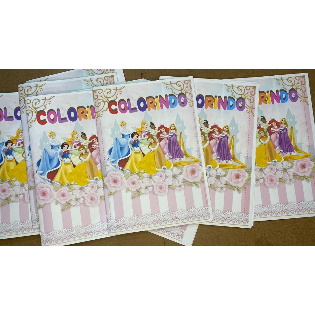 Kit 10 Revista Princesas Para colorir Personalizados Para festa de Aniversario