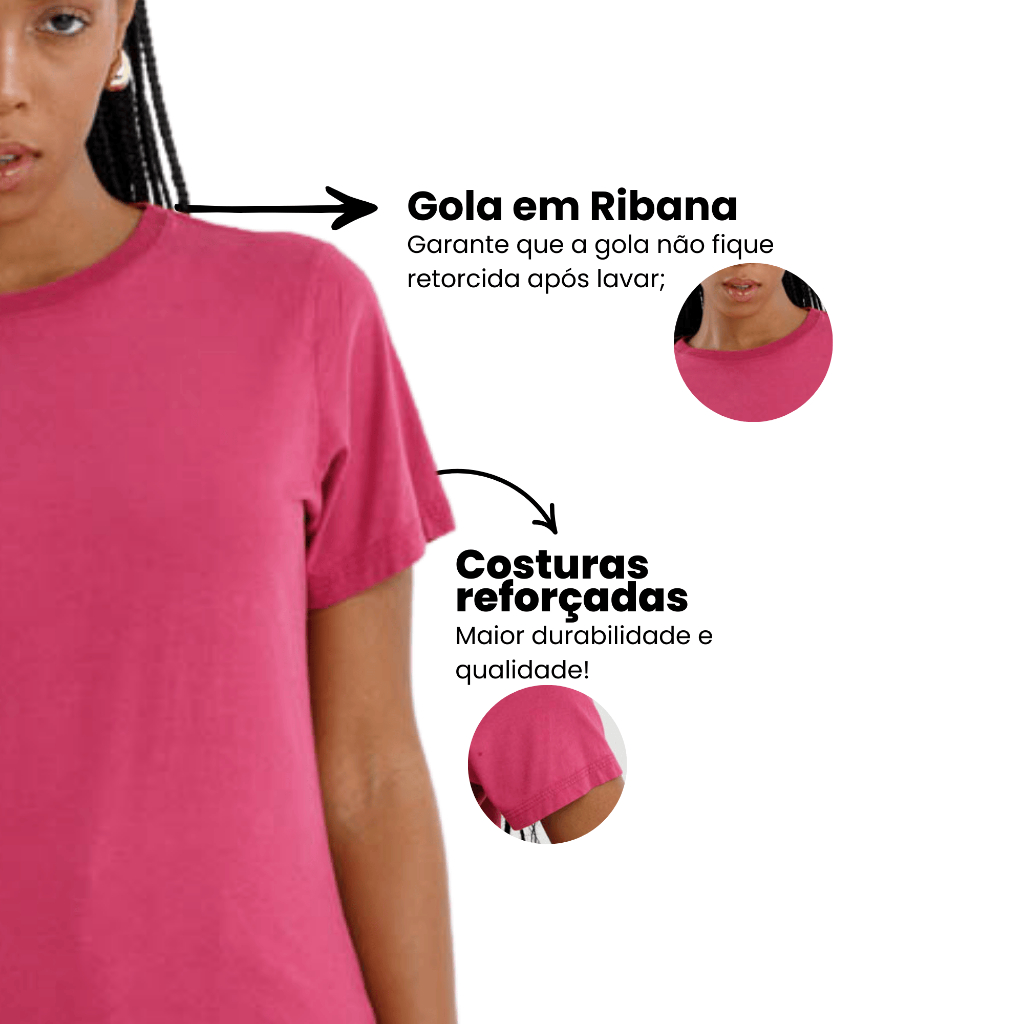 T-Shirt Feminina Algodão Premium Lisa Confortável Moda TS001-C9