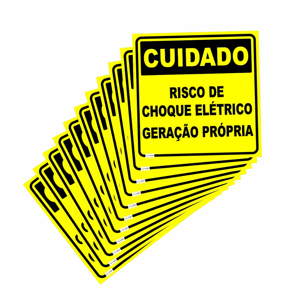 10 Placas Risco De Choque Geração Própria 13x13cm Ps1mm