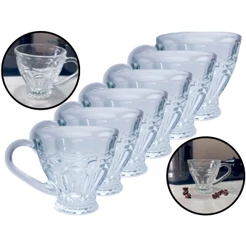 Conjunto Jogo Xícaras Para Café Chá Expresso Chocolate 6 Peças Vidro Sem Pires 150ml Flux