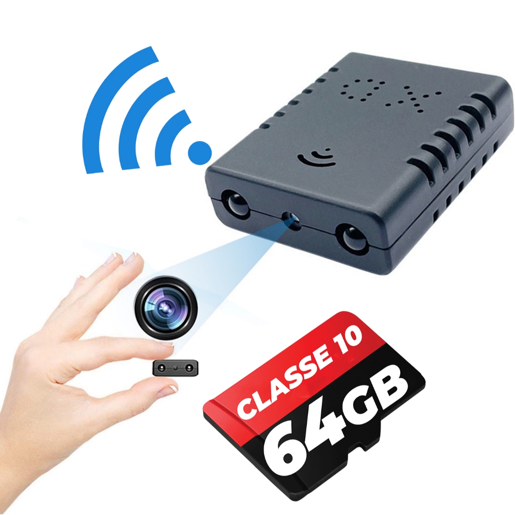 Mini Câmera Escondida Wi-Fi + 64gb memória Acesso ao Vivo XD-2 Filmadora Discreta Grava Audio Video