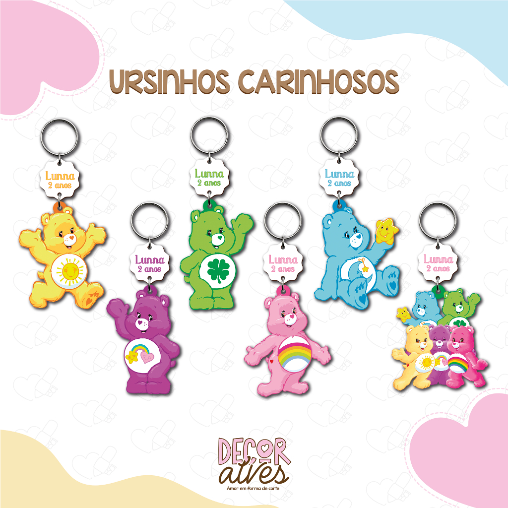 Ursinhos Carinhosos - Chaveiro Personalizado MDF brilhoso Lembrancinha infantil