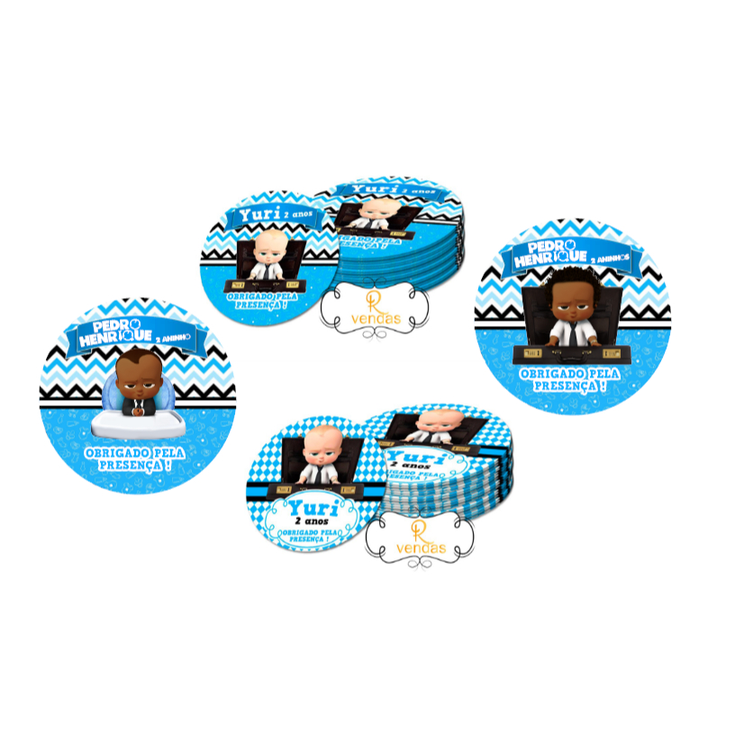 Adesivos Personalizados festa aniversario poderoso chefinho 5x5cm  fazemos qualquer temas