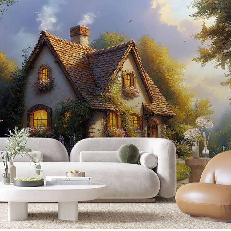 Papel de Parede Para Sala Papel de Parede Para Quarto Paisagem Chale Adesivo Lavavel Escritorio