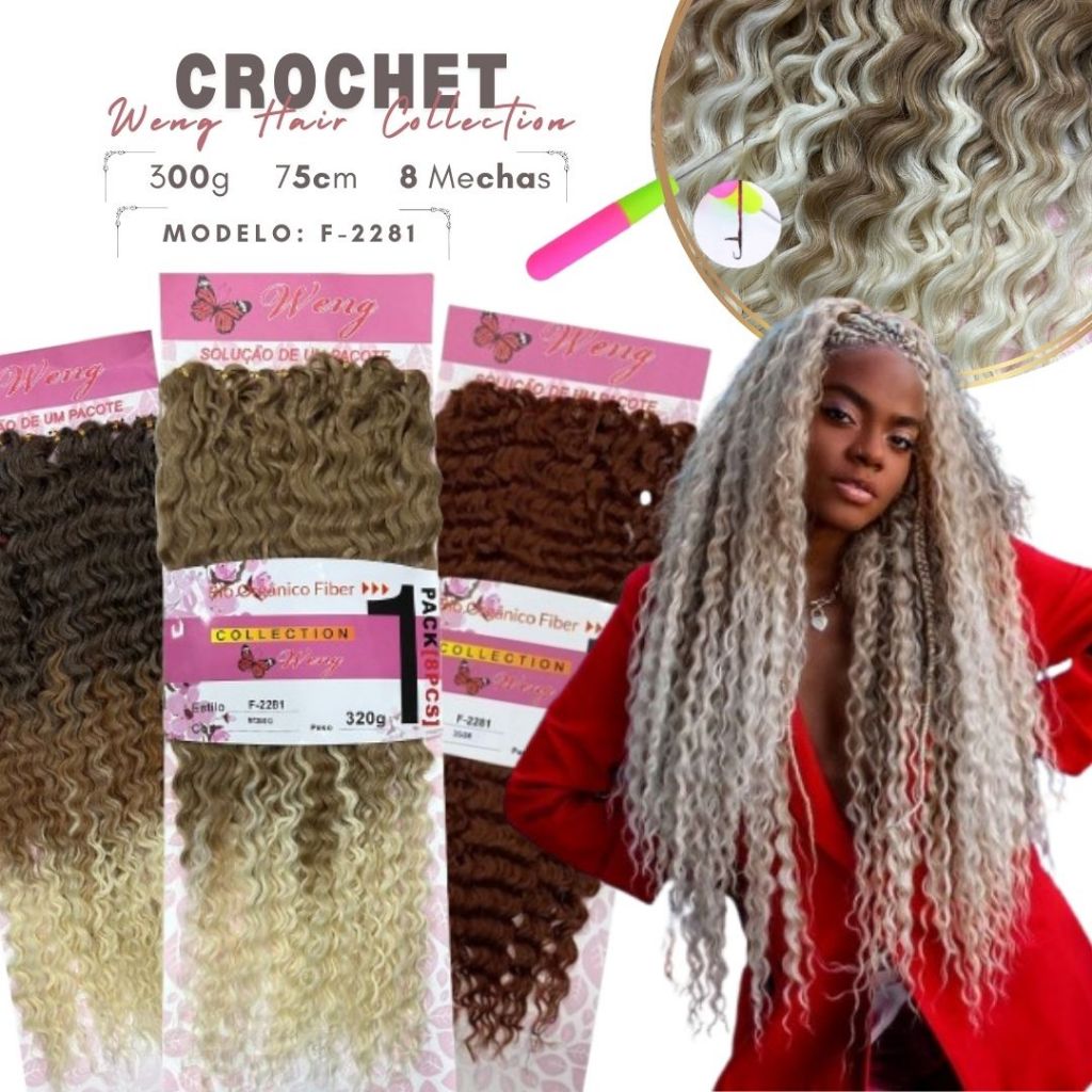 Cabelo Bio Orgânico Fio a Fio Crochet Braid Weng Modelo F2281 Original Cacho Aberto