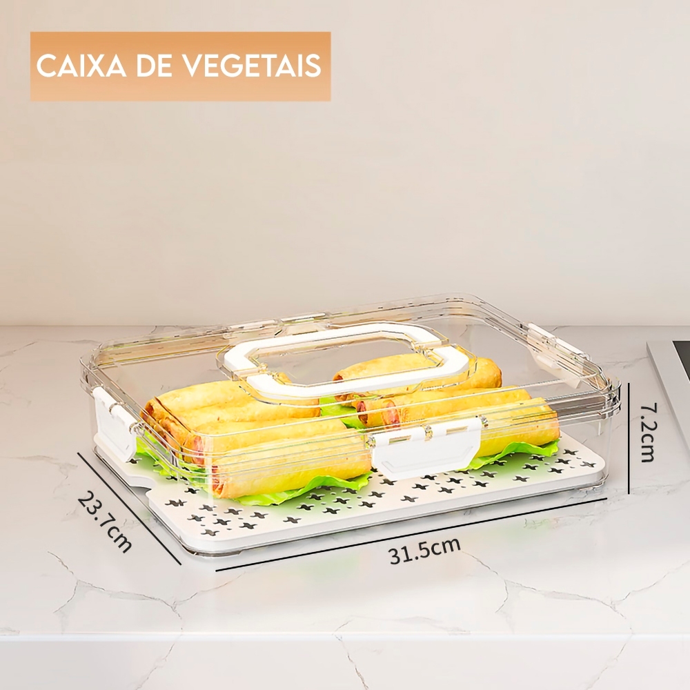 Organizador de Geladeira Porta Frios Com Tampa Multiuso Alimentos Verduras e Vegetais