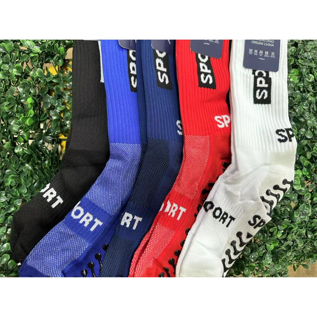 Meias de futebol de combate real com sola de toalha esportiva meias de corrida de médio tubo resistente ao desgaste anti