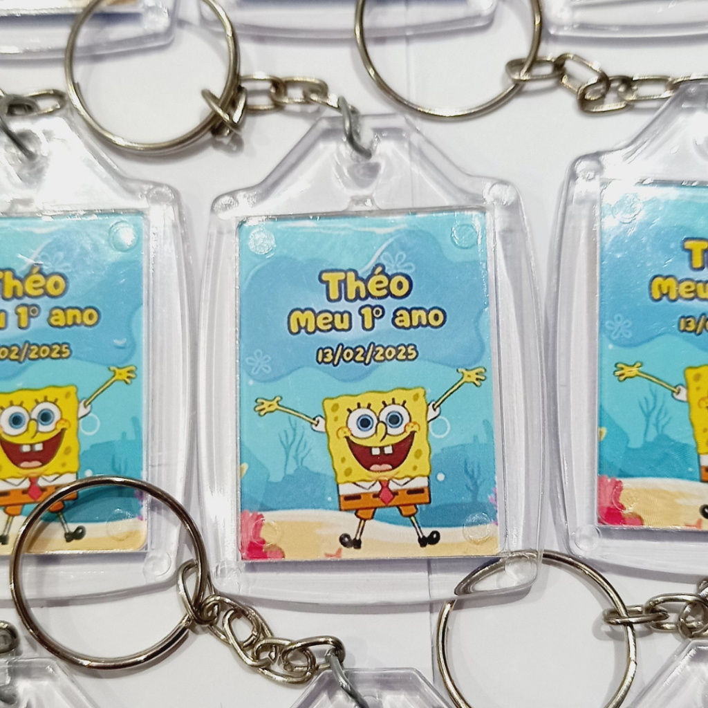 Lembrancinha de Aniversário TEMA BOB ESPONJA , Chaveiro acrílico personalizado foto 3X4
