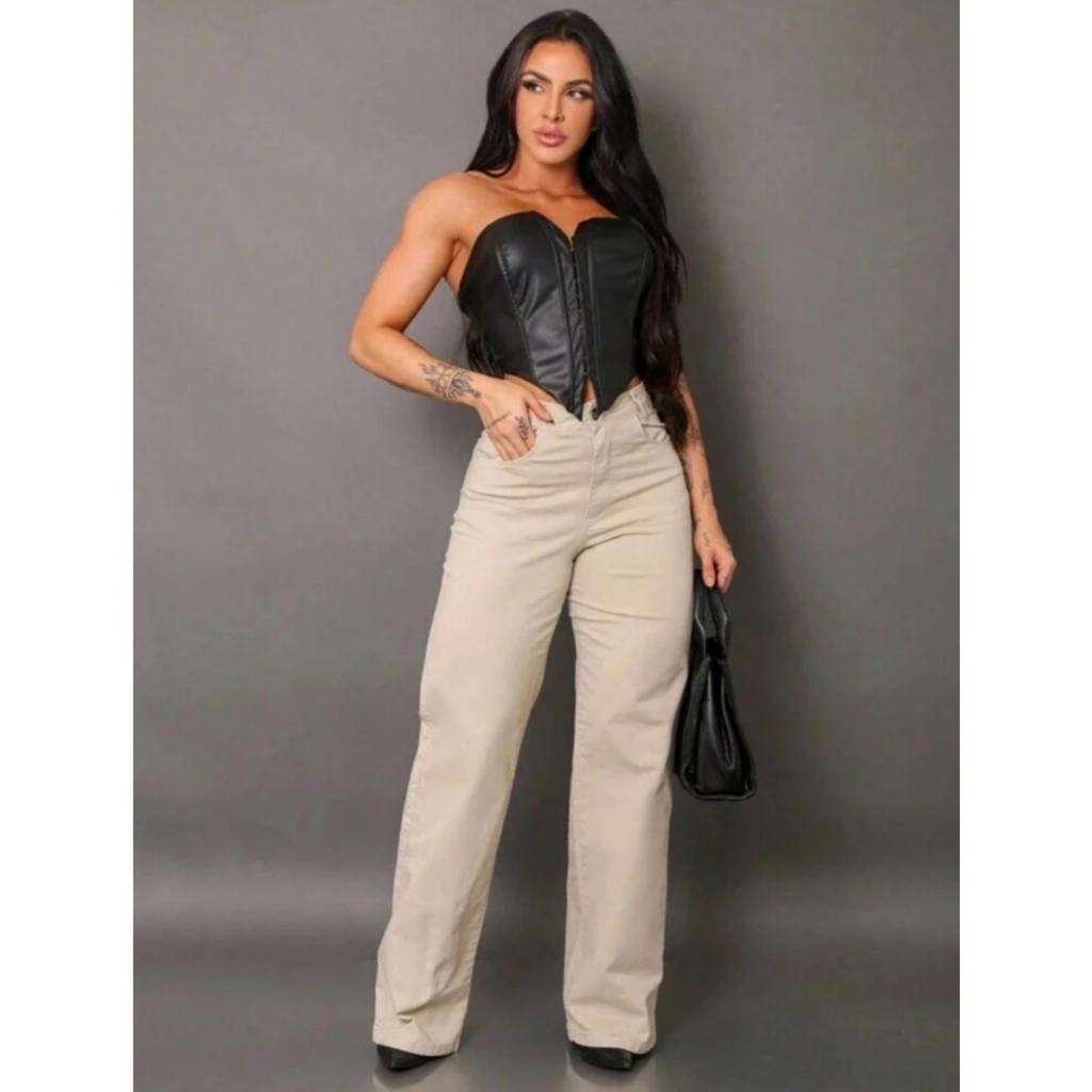 CALÇA JEANS WIDE LEG!!!!! em Oferta na Shopee