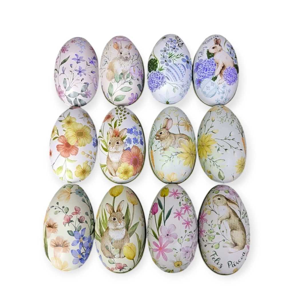 KIT 06 Lata Ovos Metal Colecionavel Ovos de Pascoa Enfeite Porta Treco em Oferta na Shopee