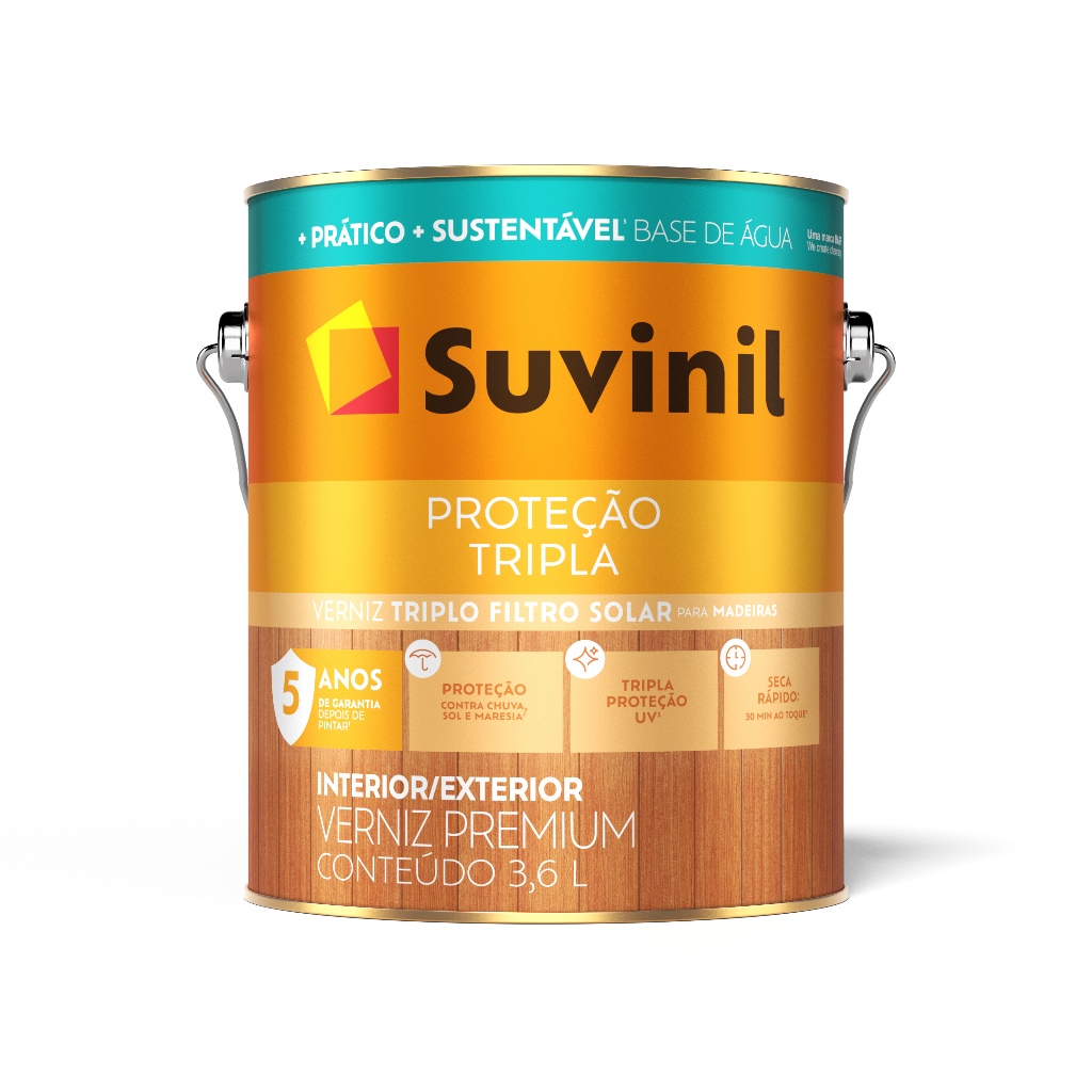 Verniz Brilhante Água 3,6l Incolor Proteção Tripla Suvinil
