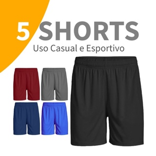 Kit com 5 shorts masculinos para lazer academia futebol atividade física treino caminhada praia em Oferta na Shopee