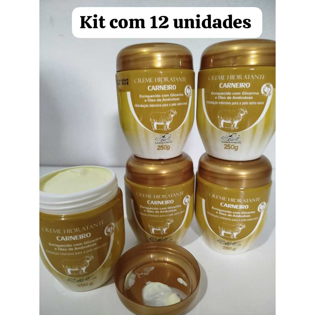 Kit com 12 Creme Hidratante Com Sebo de Carneiro - ORIGINAL Belkit - 250G