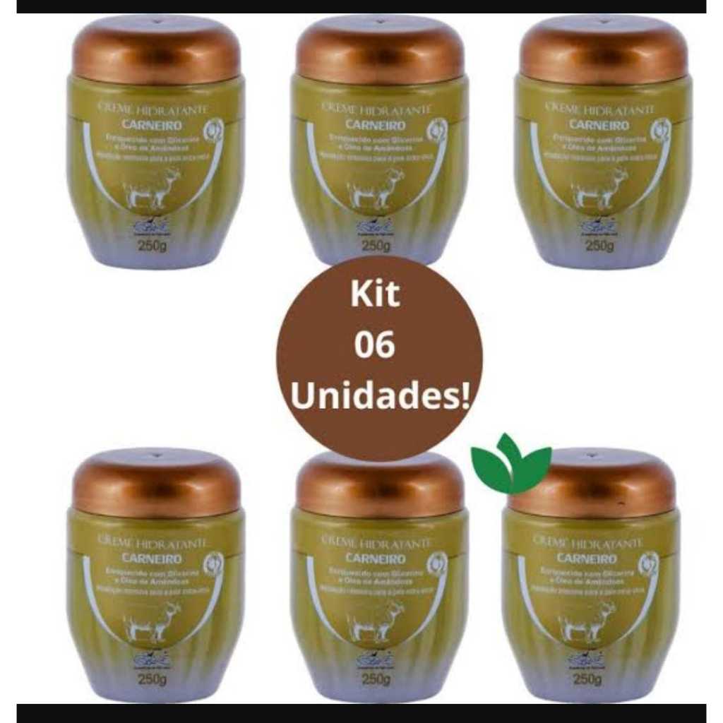 Kit com 6 Creme Hidratante Com Sebo de Carneiro - ORIGINAL Belkit - 250G em Oferta na Shopee